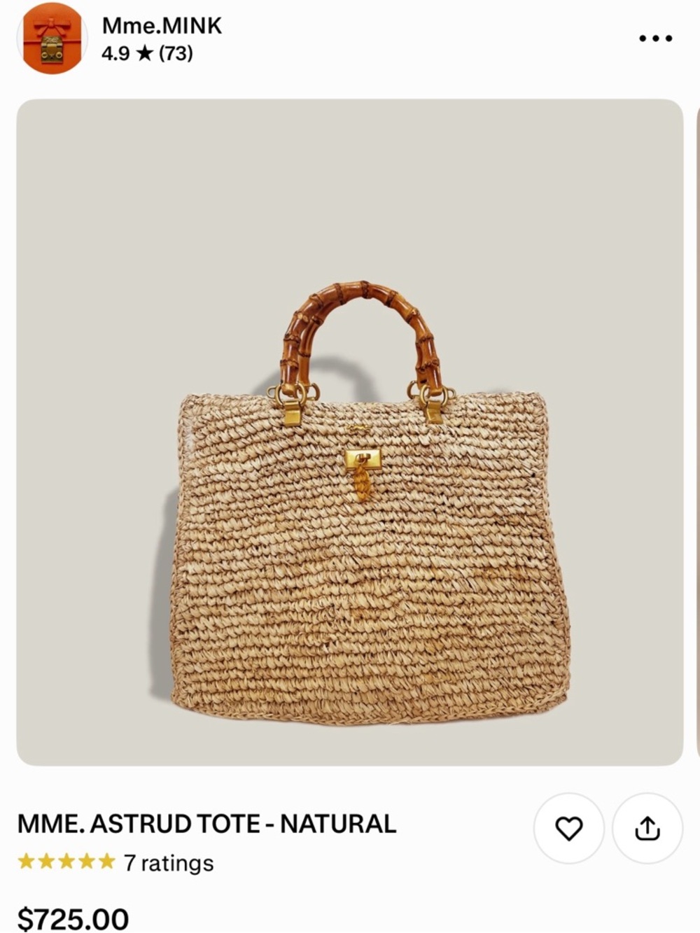 NWT Mme Mink Astrud Tote - Picture 3 of 7